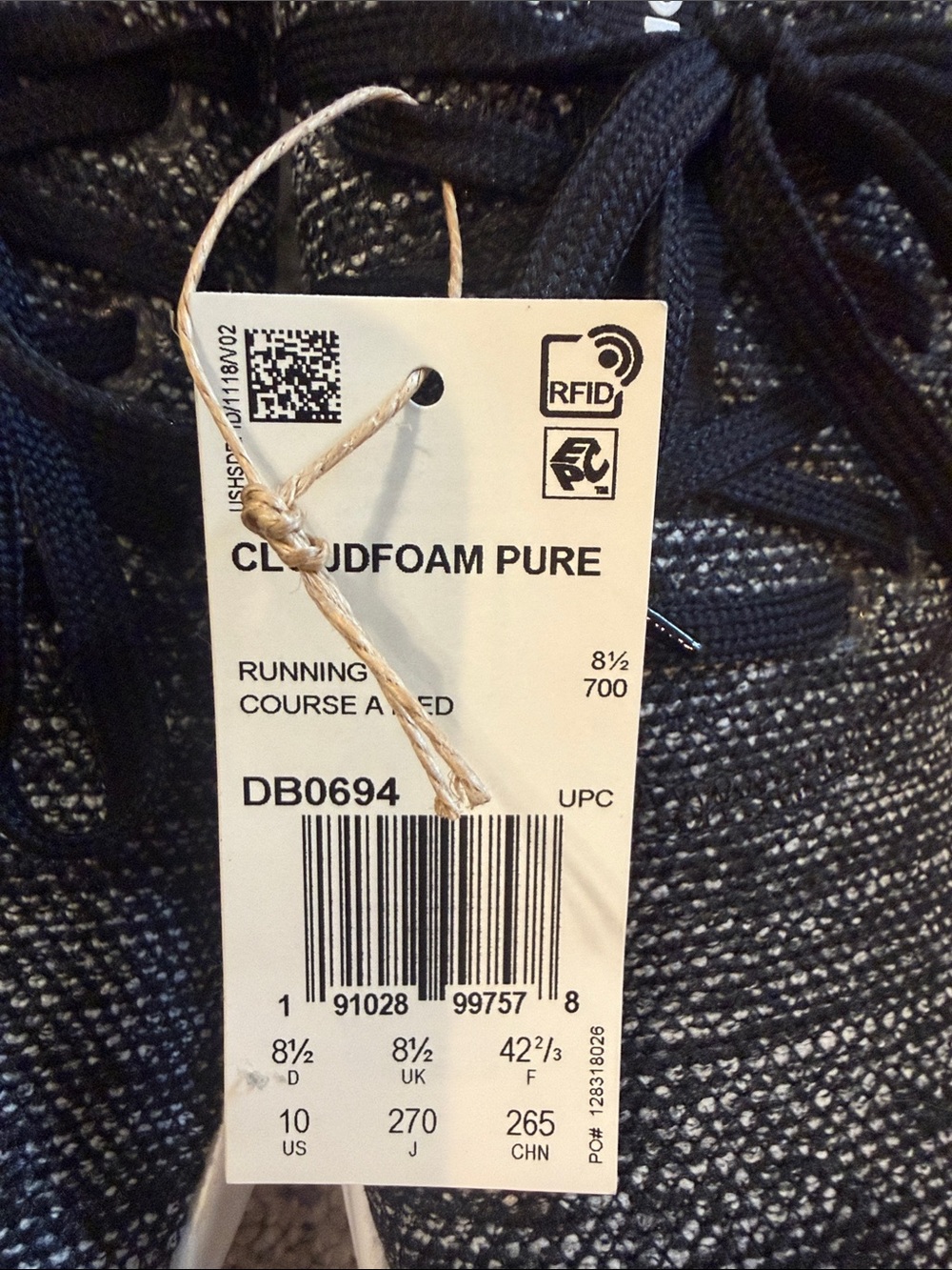 adidas Cloudfoam Pure Sneakers — Black & White Knit - Picture 2 of 3